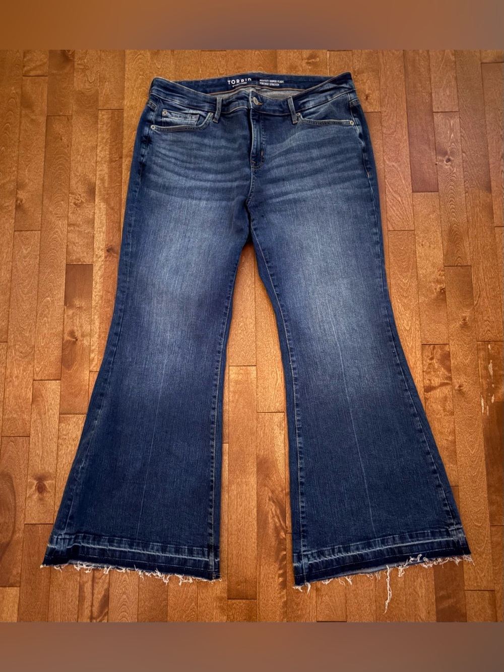 Torrid Perfect Super Flare Vintage Stretch Raw Hem Jeans Size 14R